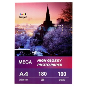 کاغذ عکس Mega A4 180g بسته ۱۰۰ عددی