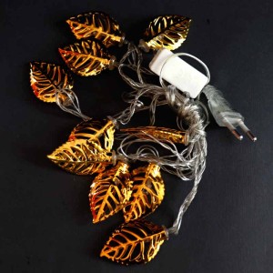 ریسه ۱۰ لامپ فلزی طرح برگ طلایی آفتابی ۲٫۵ متری