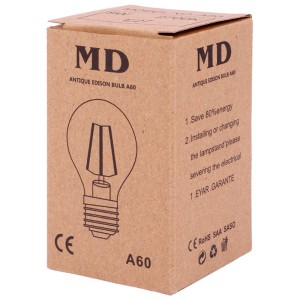 لامپ ادیسونی حبابی فیلامنتی ام دی MD A60 E27 8W