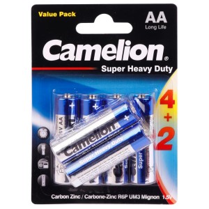 پک ۲+۴ باتری قلمی Camelion Super Heavy Duty 1.5V AA