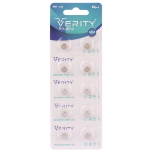 باتری سکه ای Verity Alkaline AG4 بسته ۱۰ عددی