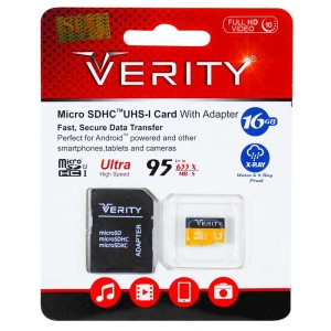 رم میکرو ۱۶ گیگ وریتی Verity Micro U1 95MB/s + خشاب