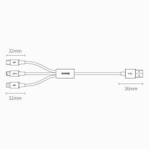 کابل ۳ سر فست شارژ Baseus Superior Series CAMLTYS-0 3.5A 1.5m