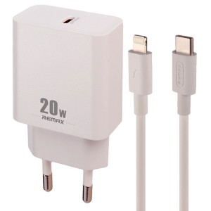 شارژر دیواری فست شارژ Remax RP-U5 3A PD 20W + کابل آیفونی
