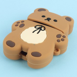 محافظ AirPods 1/2 سیلیکونی طرح خرس قهوه ای