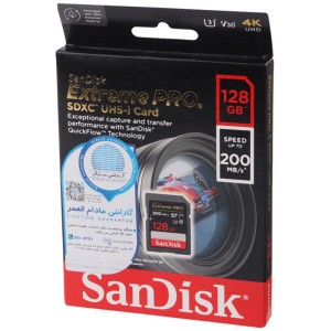 رم اس دی 128 گیگ سن دیسک SanDisk Extreme Pro SDXC V30 U3 C10 200MB/s
