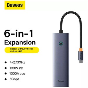 هاب Baseus UltraJoy Series BS-OH151 B00052802811-00 USB 3.0/HDMI/RJ45/Type-C PD To Type-C