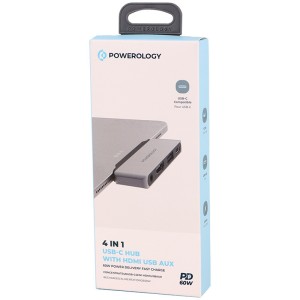 هاب Powerology P41PACHGY Type-C To USB2.0/HDMI/AUX/Type-C