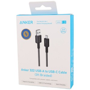 کابل تایپ سی فست شارژ Anker 322 A81H5 3A 15W 90cm