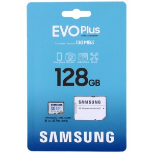 رم میکرو 128 گیگ سامسونگ Samsung Evo Plus V30 U3 A2 C10 130MB/s + خشاب