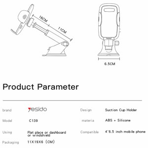 هولدر داشبوردی گیره ای Yesido C139