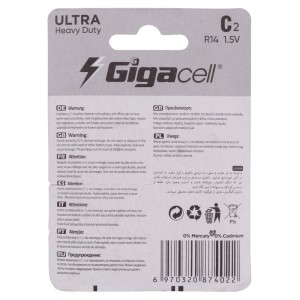 باتری دوتایی متوسط Gigacell Ultra Heavy Duty R14 1.5V C