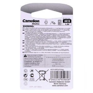 باتری سکه ای Camelion Alkaline AG10 بسته 2 عددی