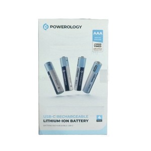 پک 4 تایی باتری نیم قلمی شارژی پاورولوژی Powerology AAA Rechargeable Battery PRUBAAA4