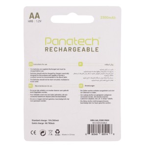 باتری دوتایی قلمی شارژی Panatech Rechargeable Ni-MH HR6 AA 2300mAh