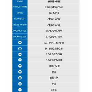 ست پیچ گوشتی تعمیرات موبایل Sunshine SS-5118