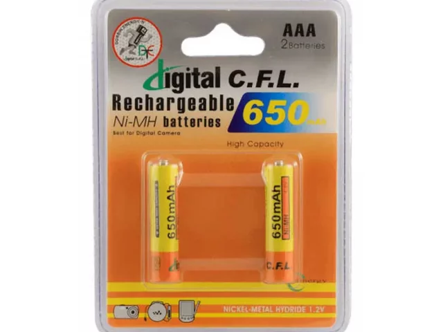 باتری شارژی نیم قلمی CFL 650mAh