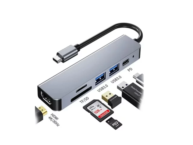 تبدیل TYPEC TO USB3+HDMI+PD ENET