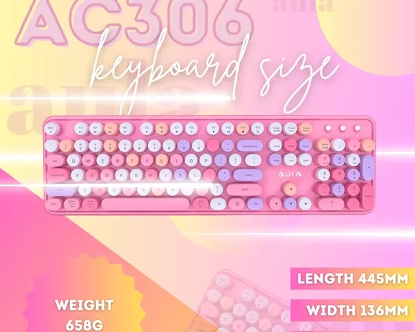 کیبورد و ماوس بی سیم AULA AC306 PINK