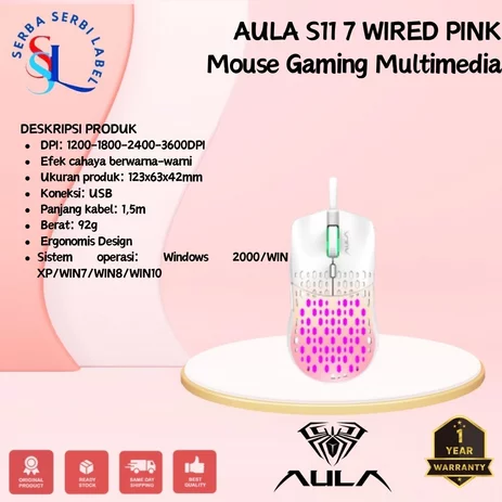 ماوس سیمدار گیمینگ AULA S11 PRO PINK