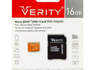 رم میکرو VERITY 16GB 95MB/S + آداپتور