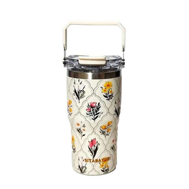 تراول ماگ دوحالته دسته دار طرح گل دار Sitarayuri ظرفیت 600 میلی لیتر