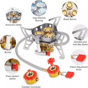 سرشعله کوهنوردی شلنگ دار سه شعله برنجی