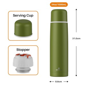 فلاسک دوجداره سانتکو 1000 میلی لیتری مدل VISEU کد HB-1000(WC)