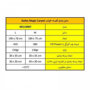 کیسه خواب پر کایلاس مدل MAGIC CARPET KB110007