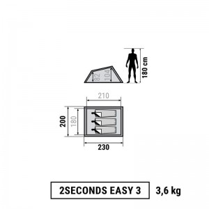 چادر کوهنوردی 3 نفره کچوا مدل QUECHUA 2 Seconds 3 سفارش آمریکا