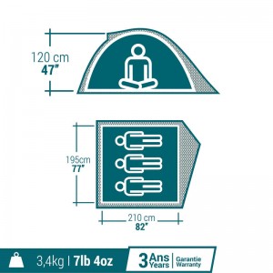 چادر کوهنوردی 3 نفره کچوا مدل Mh100