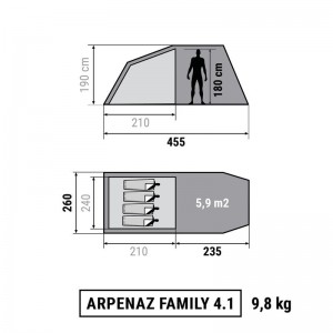 چادر کمپینگ 4 نفره کچوا مدل Arpenaz 4.1