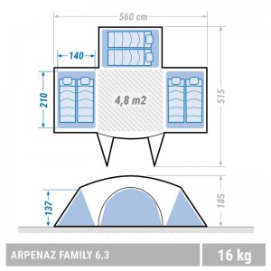 چادر کمپینگ 6 نفره کچوا مدل Arpenaz Family 6.3