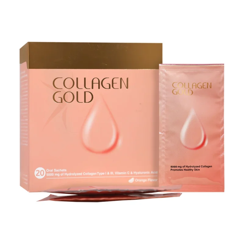 کلاژن گلد مکمل خوراکی با طعم پرتقال | بسته ۲۰ ساشه‌ای Collagen Gold