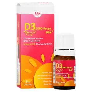 قطره خوراکی ویتامین D3 بی‌اس‌کی BSK Vitamin D3 1000 IU Oral Drops