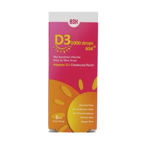 قطره خوراکی ویتامین D3 بی‌اس‌کی BSK Vitamin D3 1000 IU Oral Drops
