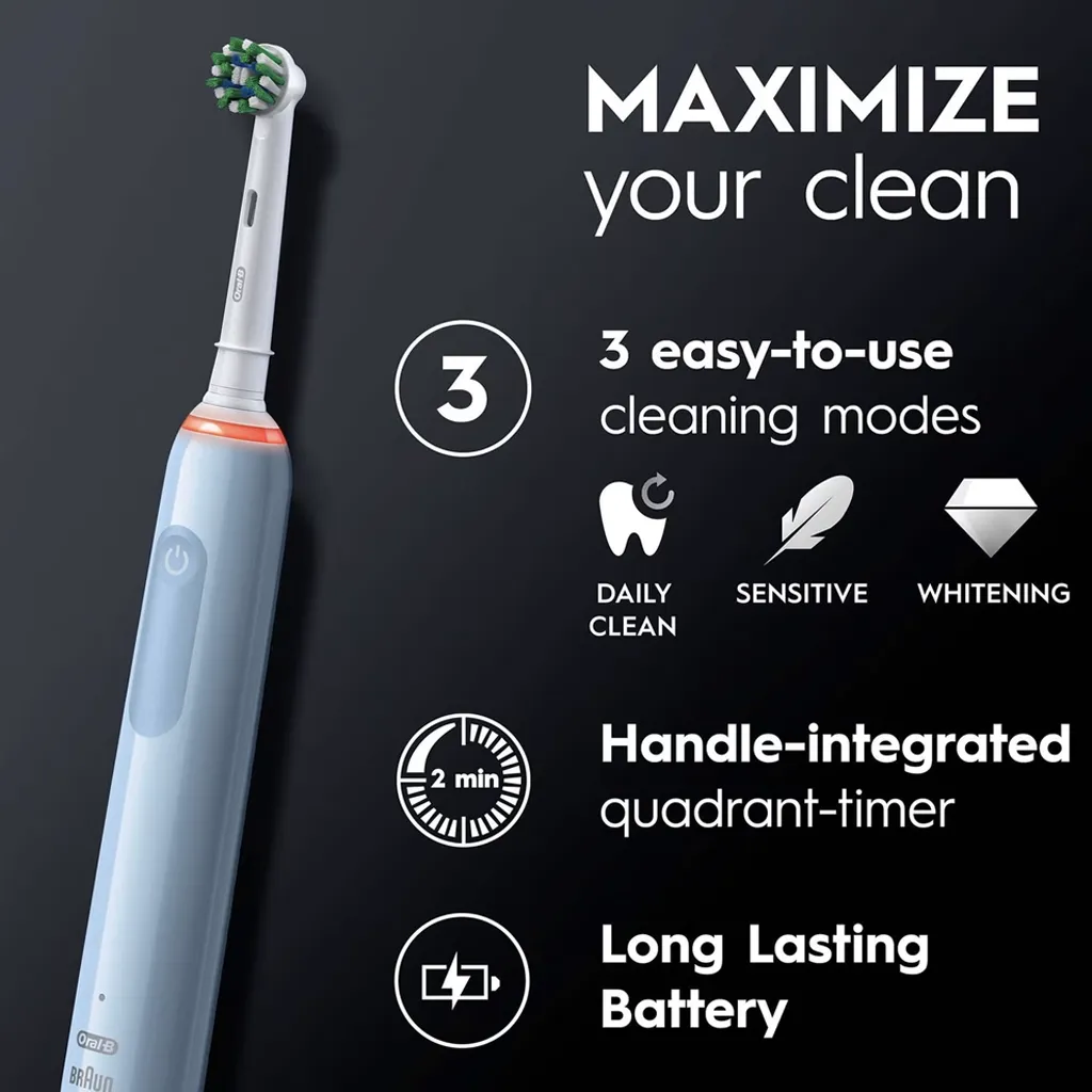 بهترین مسواک برقی اورال بی مدل PRO3 3000 آبی