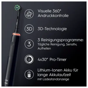 مسواک برقی اورال بی مدل PRO SERIES 3 مشکی + یک عدد سری اضافه