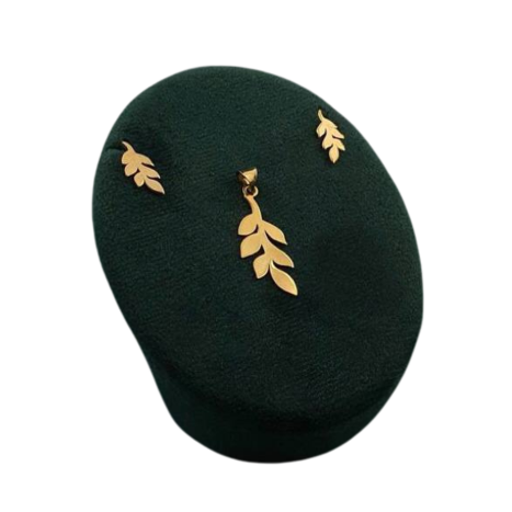 نیم ست طلا 18 عیار زنانه طرح شاخه و برگ