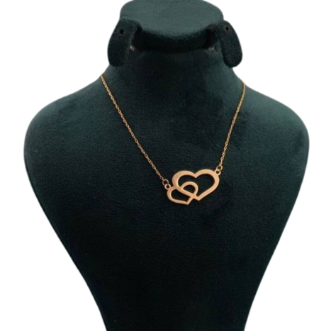 گردنبند طلا 18 عیار زنانه مدل دو قلب