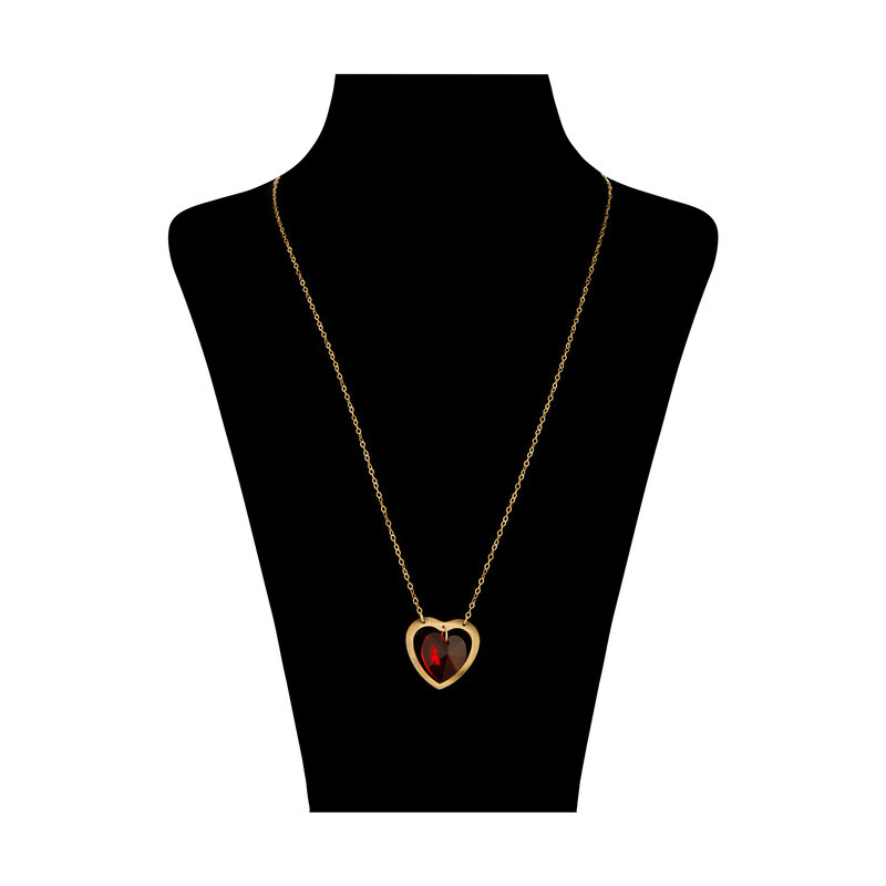 گردنبند طلا 18 عیار زنانه مدل سنگ سواروسکی قلب