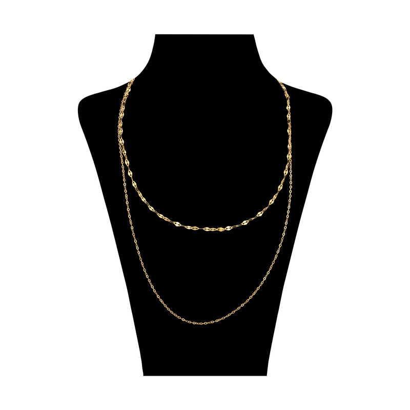 زنجیر طلا 18 عیار زنانه مدل دو زنجیر MM1268