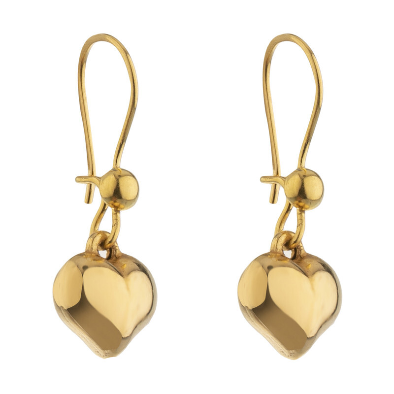 گوشواره طلا 18 عیار زنانه مدل ME1068 طرح قلب 3 بعدی