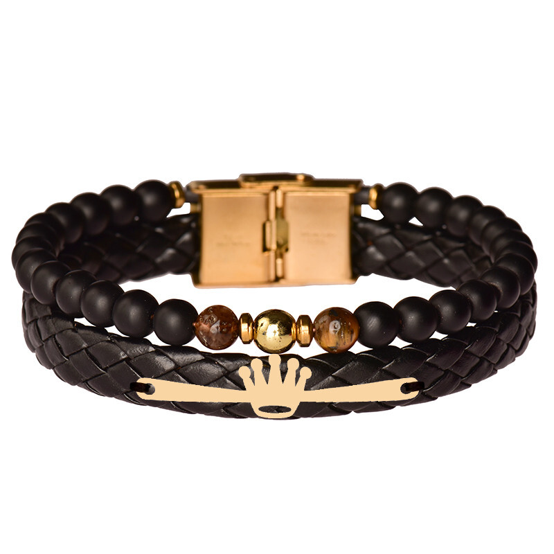 دستبند طلا 18 عیار مردانه مدل تاج