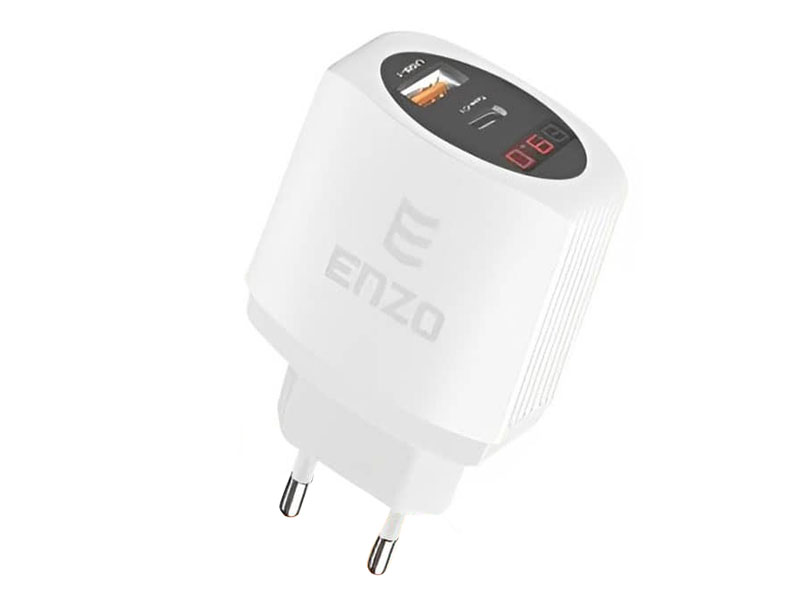 شارژر دیواری فست شارژ ENZO C-360 QC3.0 PD 5A 25W + کابل تایپ سی
