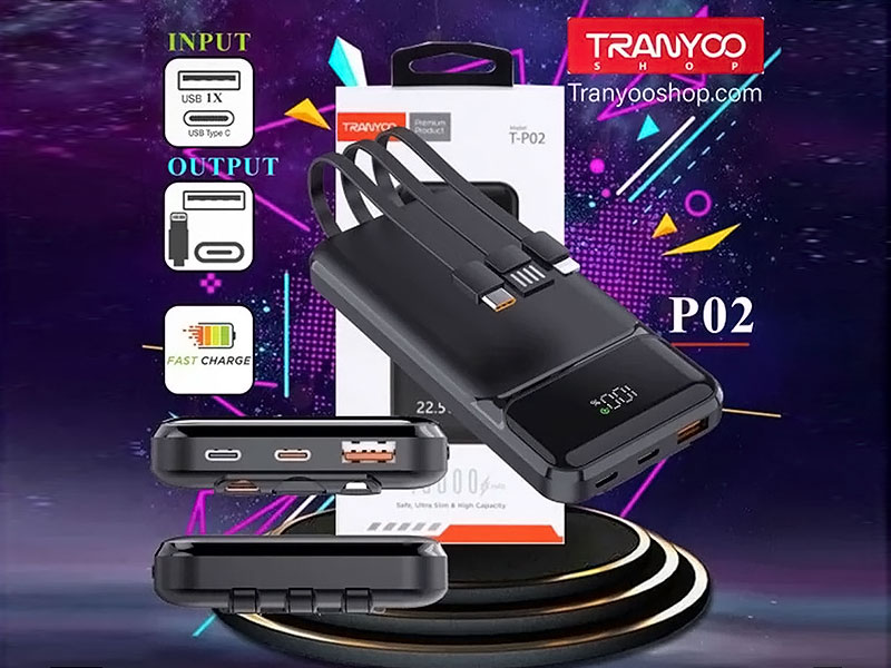 پاور بانک ترانیو+کابل همراه 10000mAh مدل T-P02