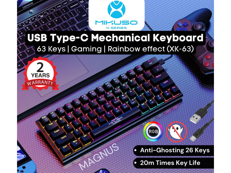 کیبورد مخصوص بازی مکانیکال Mikuso مدل XK-63