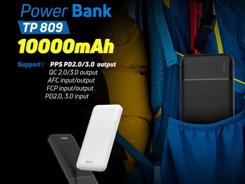 پاور بانک تسکو مدل TP 809 ظرفیت 10000 میلی آمپر