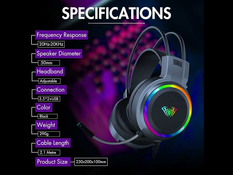 هدست Aula S608 گیمینگ RGB