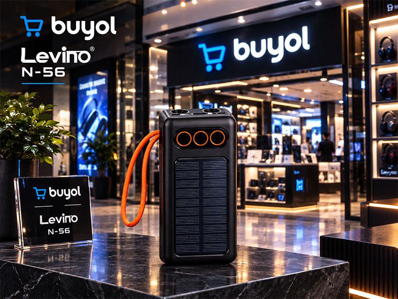 پاوربانک 22.5 وات لوینو مدل Levino N-56 ظرفیت 30000 میلی آمپر ساعت با پنل خورشیدی